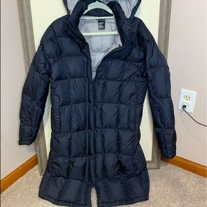 North Face Navy Long Winter Coat